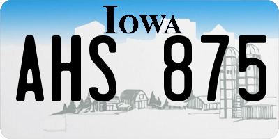 IA license plate AHS875