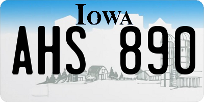 IA license plate AHS890