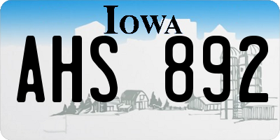 IA license plate AHS892