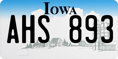 IA license plate AHS893