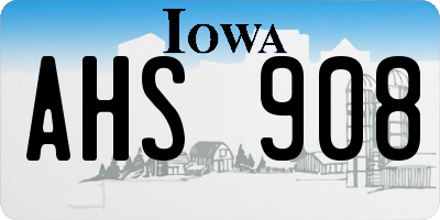 IA license plate AHS908