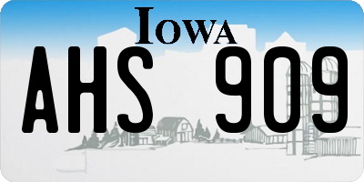 IA license plate AHS909