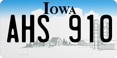 IA license plate AHS910