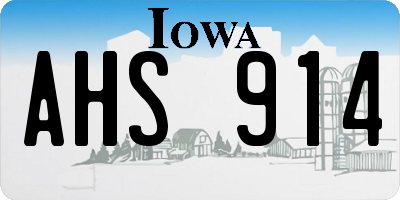 IA license plate AHS914