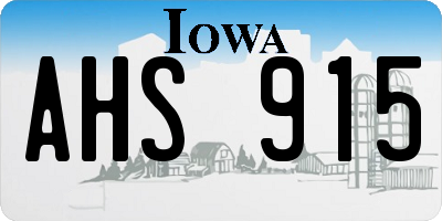 IA license plate AHS915