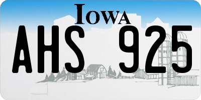 IA license plate AHS925