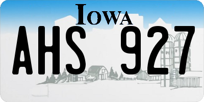 IA license plate AHS927