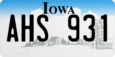 IA license plate AHS931