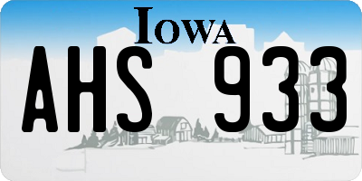 IA license plate AHS933