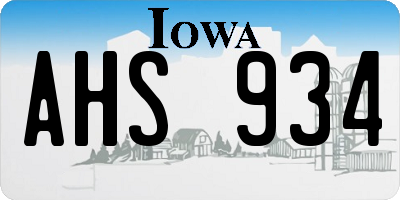 IA license plate AHS934