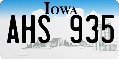 IA license plate AHS935