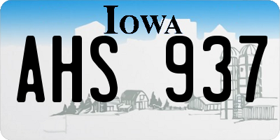 IA license plate AHS937