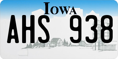 IA license plate AHS938
