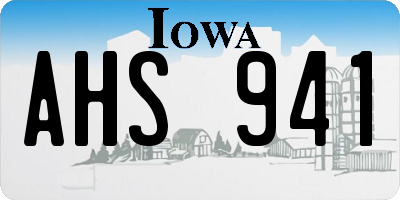 IA license plate AHS941