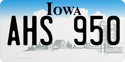 IA license plate AHS950