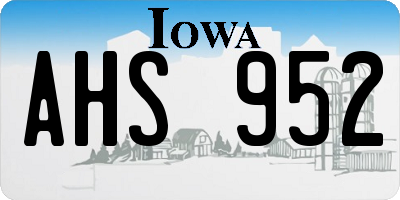 IA license plate AHS952