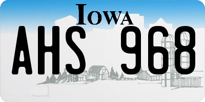 IA license plate AHS968