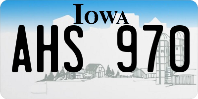 IA license plate AHS970