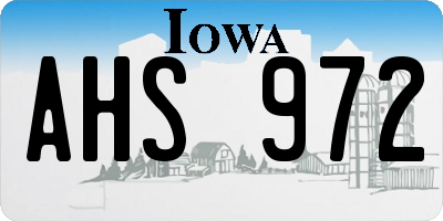 IA license plate AHS972