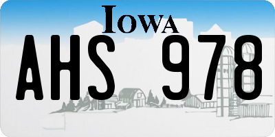 IA license plate AHS978