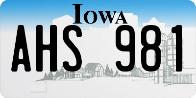 IA license plate AHS981
