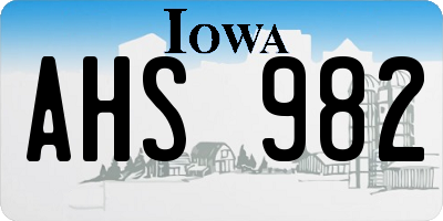 IA license plate AHS982