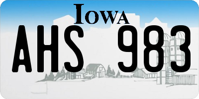 IA license plate AHS983
