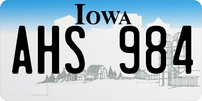 IA license plate AHS984