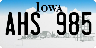 IA license plate AHS985