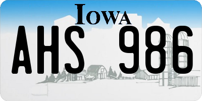 IA license plate AHS986