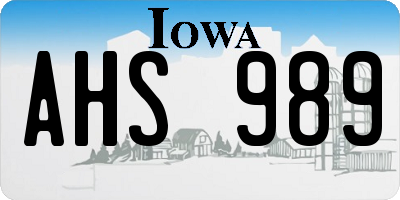 IA license plate AHS989