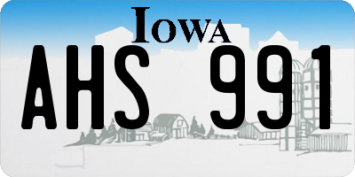 IA license plate AHS991