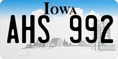 IA license plate AHS992