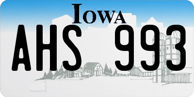 IA license plate AHS993
