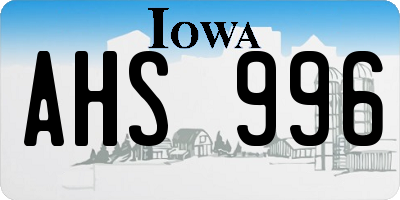 IA license plate AHS996