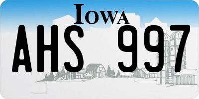 IA license plate AHS997