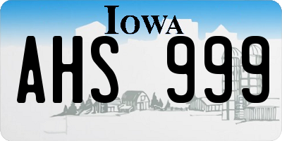 IA license plate AHS999