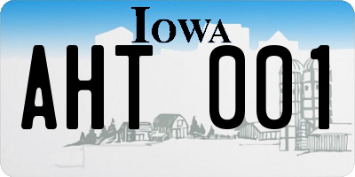 IA license plate AHT001