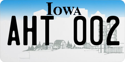 IA license plate AHT002
