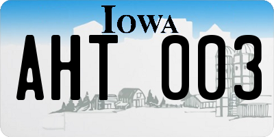 IA license plate AHT003