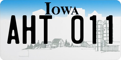 IA license plate AHT011