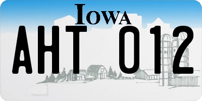 IA license plate AHT012
