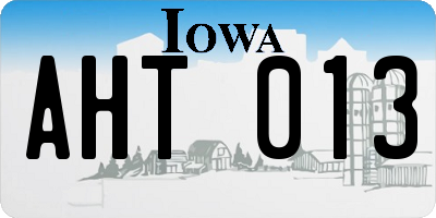 IA license plate AHT013