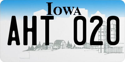 IA license plate AHT020