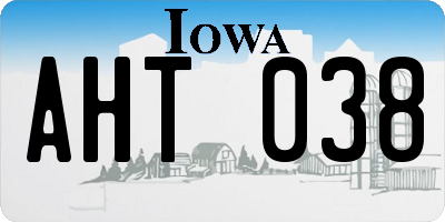 IA license plate AHT038