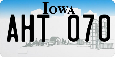 IA license plate AHT070