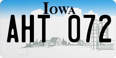 IA license plate AHT072