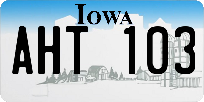 IA license plate AHT103