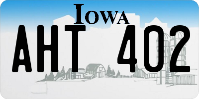 IA license plate AHT402