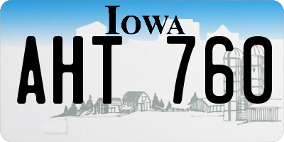 IA license plate AHT760
